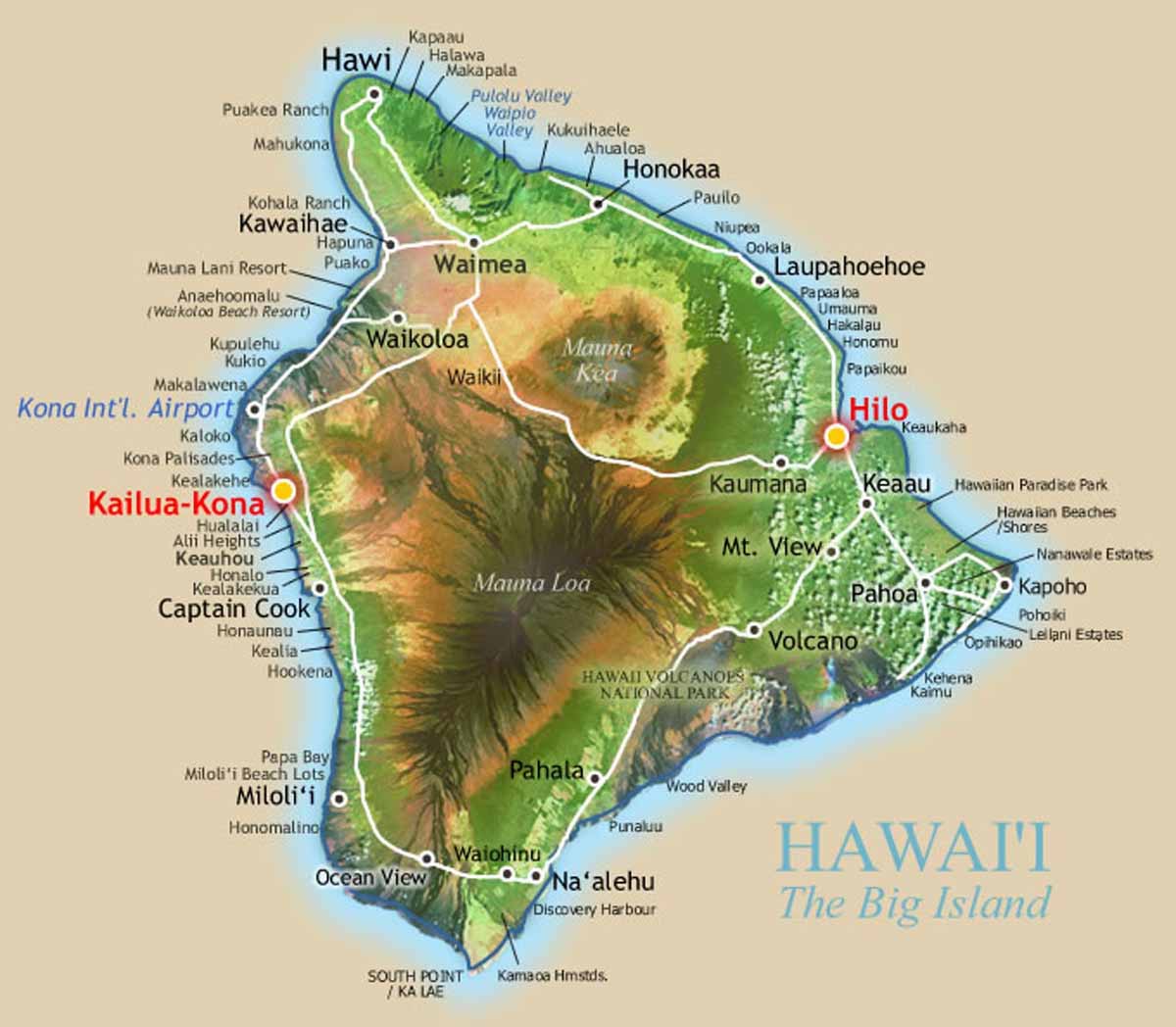 Большой остров Гавайи карта